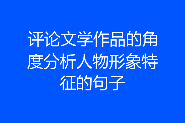 评论文学作品的角度分析人物形象特征的句子