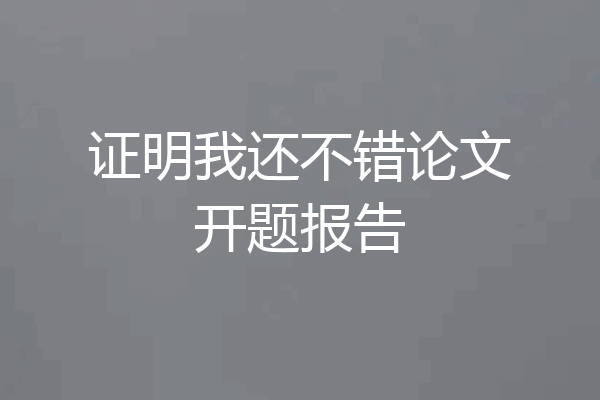 证明我还不错论文开题报告