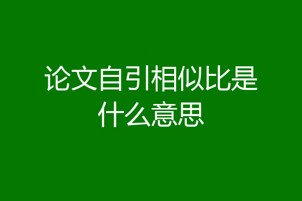 论文自引相似比是什么意思