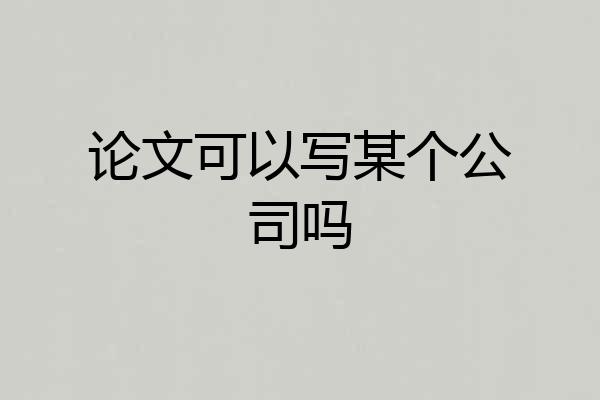 论文可以写某个公司吗