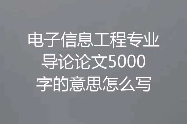 电子信息工程专业导论论文5000字的意思怎么写
