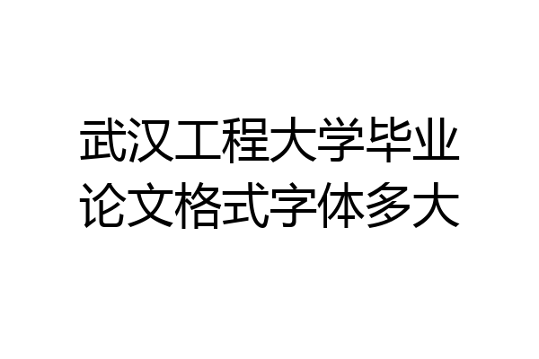 武汉工程大学毕业论文格式字体多大
