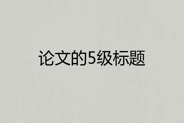论文的5级标题