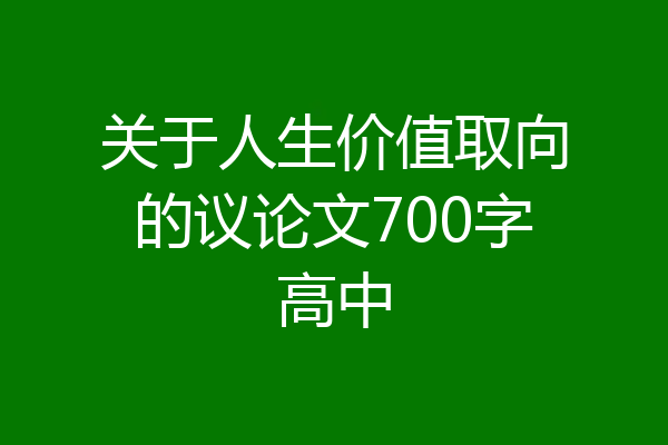 关于人生价值取向的议论文700字高中