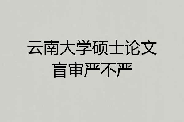 云南大学硕士论文盲审严不严