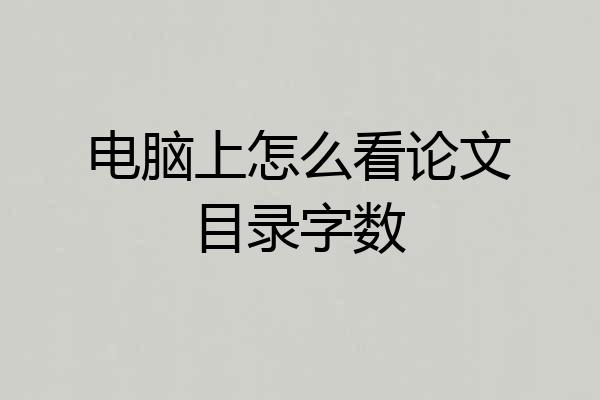 电脑上怎么看论文目录字数