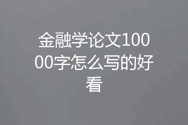 金融学论文10000字怎么写的好看