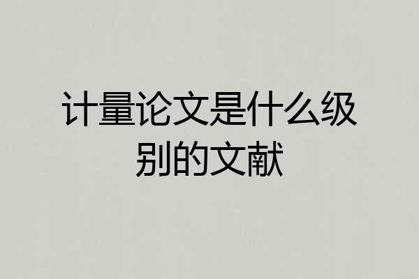 计量论文是什么级别的文献