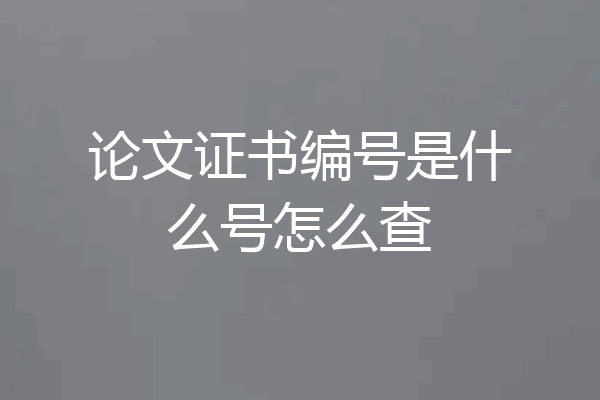 论文证书编号是什么号怎么查