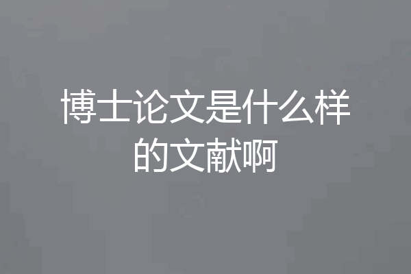 博士论文是什么样的文献啊