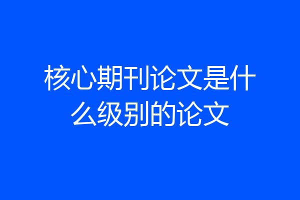 核心期刊论文是什么级别的论文