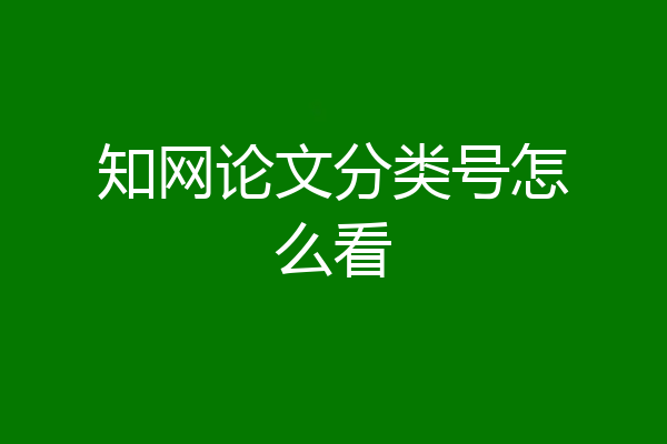 知网论文分类号怎么看