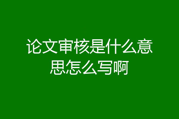 论文审核是什么意思怎么写啊