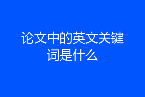 论文中的英文关键词是什么