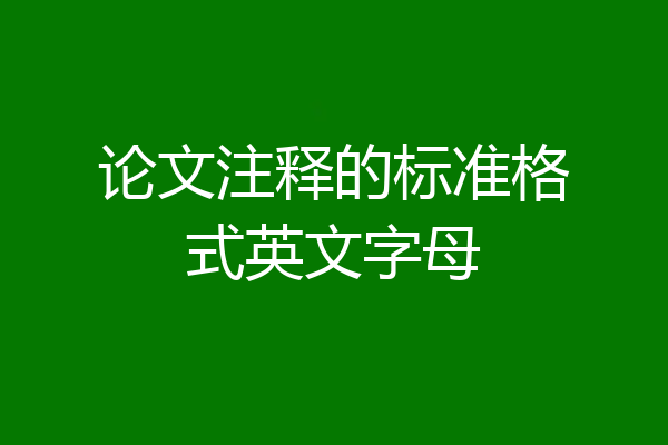 论文注释的标准格式英文字母