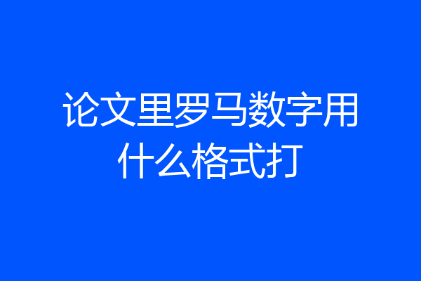论文里罗马数字用什么格式打
