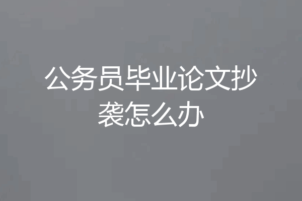 公务员毕业论文抄袭怎么办