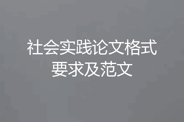 社会实践论文格式要求及范文