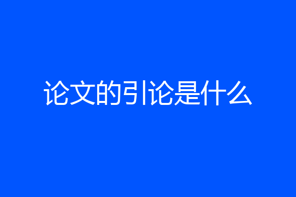 论文的引论是什么