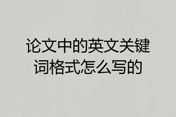 论文中的英文关键词格式怎么写的