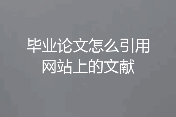 毕业论文怎么引用网站上的文献