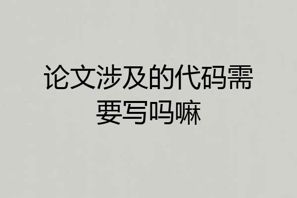 论文涉及的代码需要写吗嘛