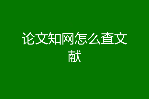 论文知网怎么查文献