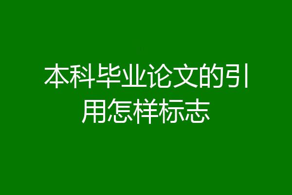 本科毕业论文的引用怎样标志