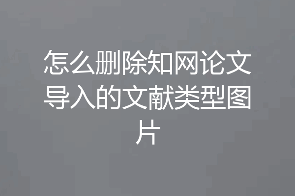 怎么删除知网论文导入的文献类型图片