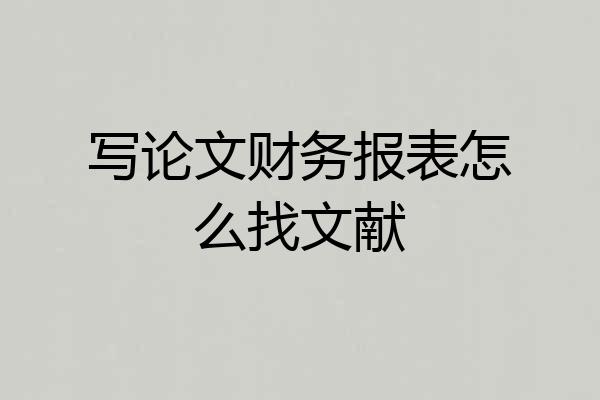 写论文财务报表怎么找文献