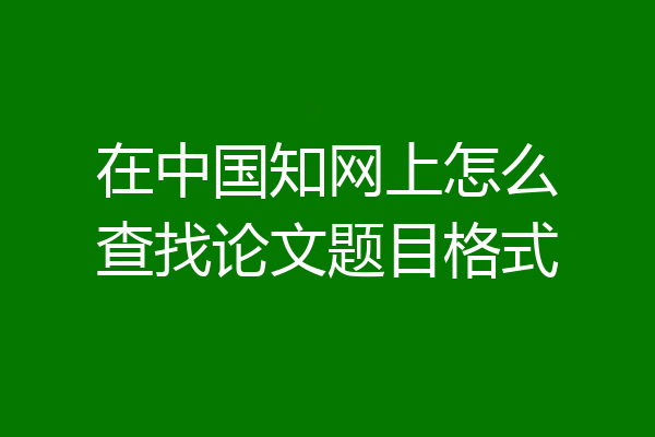 在中国知网上怎么查找论文题目格式