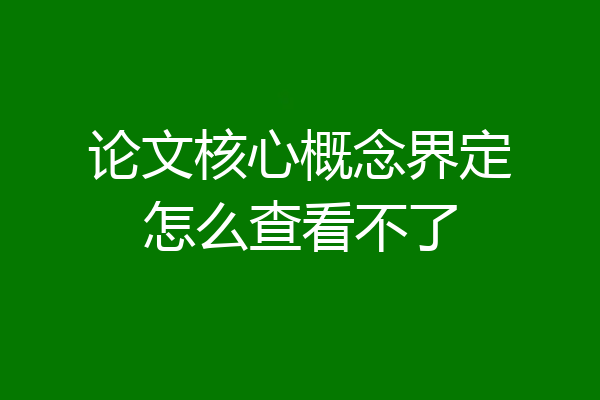论文核心概念界定怎么查看不了