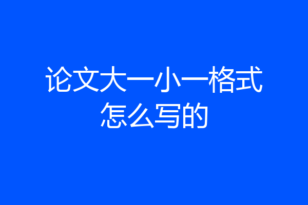 论文大一小一格式怎么写的