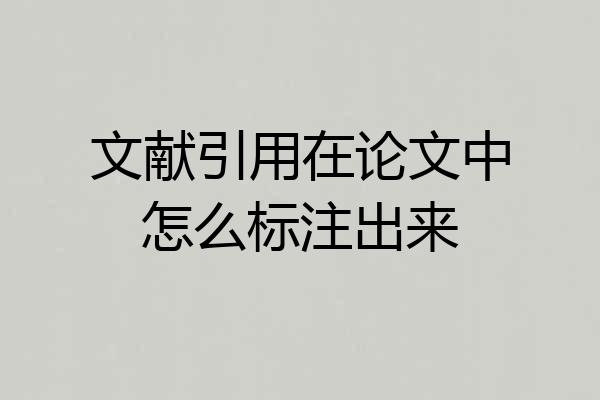 文献引用在论文中怎么标注出来