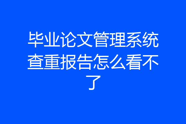 毕业论文管理系统查重报告怎么看不了