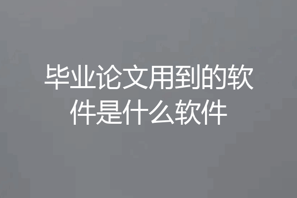 毕业论文用到的软件是什么软件