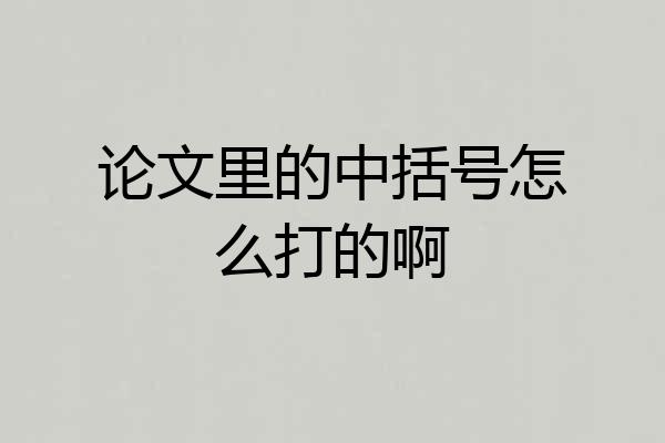 论文里的中括号怎么打的啊