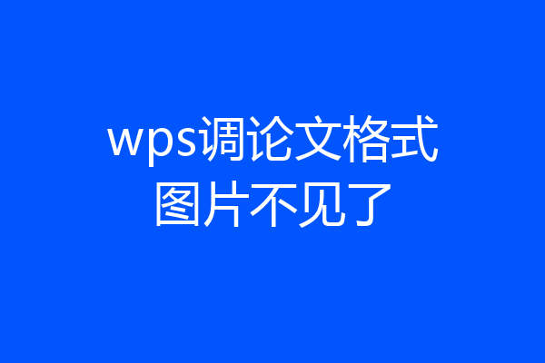 wps调论文格式图片不见了