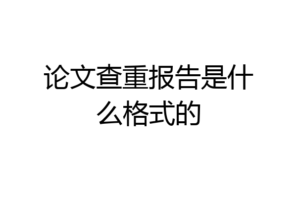 论文查重报告是什么格式的