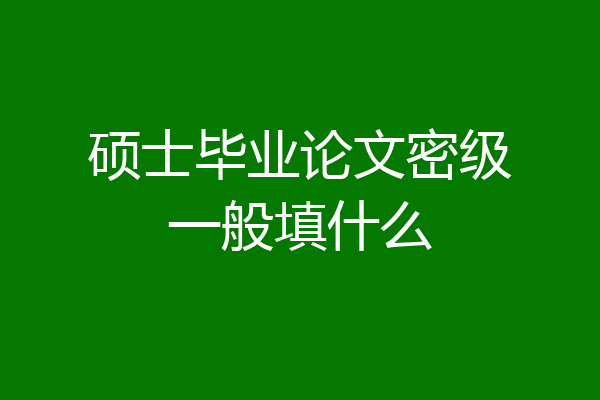 硕士毕业论文密级一般填什么