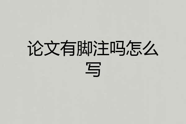 论文有脚注吗怎么写