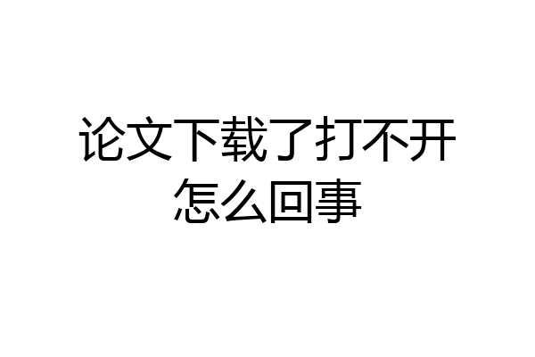 论文下载了打不开怎么回事