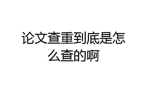 论文查重到底是怎么查的啊