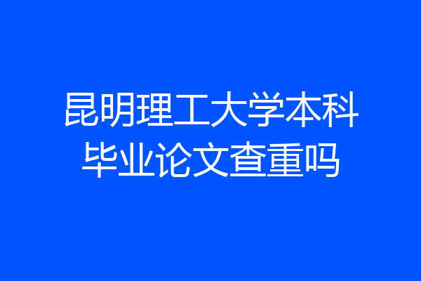 昆明理工大学本科毕业论文查重吗