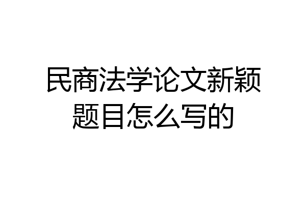 民商法学论文新颖题目怎么写的