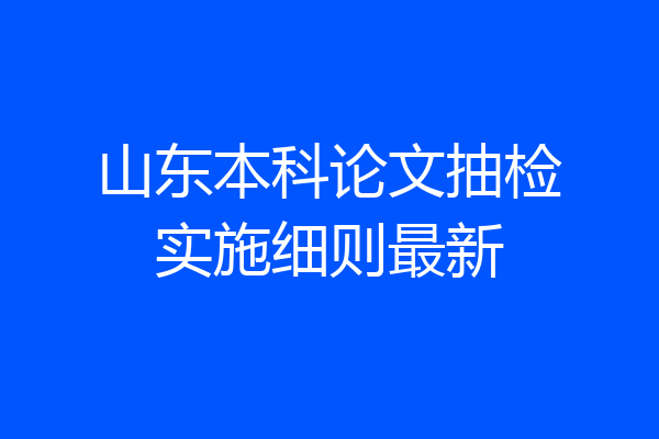 山东本科论文抽检实施细则最新