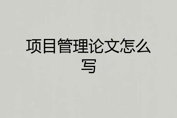 项目管理论文怎么写