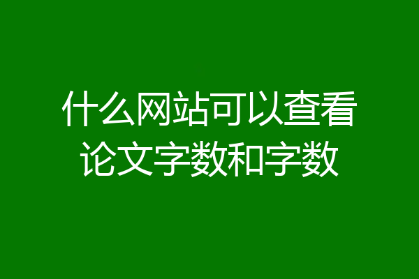 什么网站可以查看论文字数和字数