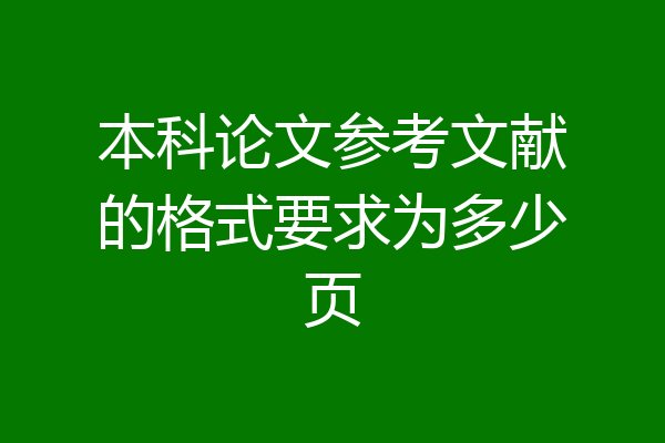 本科论文参考文献的格式要求为多少页
