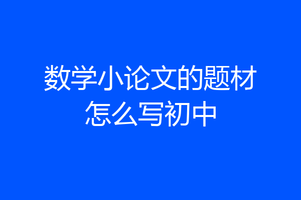 数学小论文的题材怎么写初中